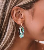 Kendra Scott Faceted Elle Drop Earrings Gold & Abalone Shell