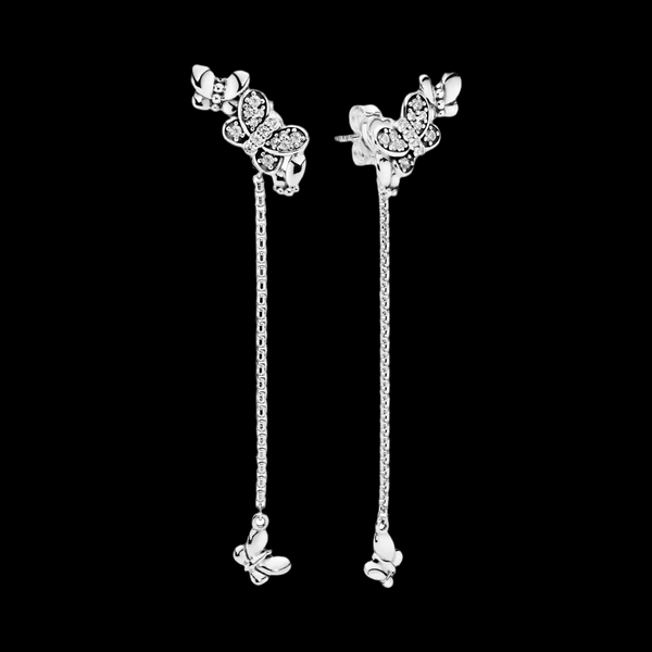 Pandora Ladies Bedazzling Butterflies Earrings In Sterling Silver