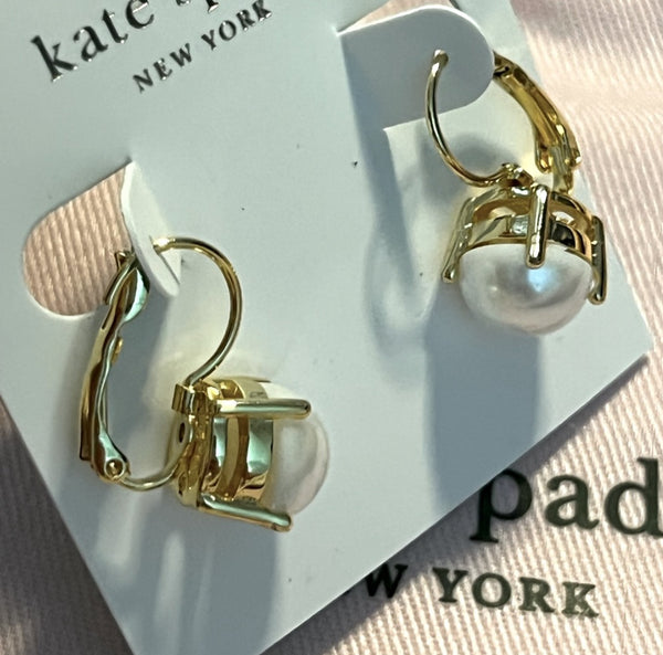 Kate Spade Cream Shine On Faux Pearl Gold-Plated Earrings