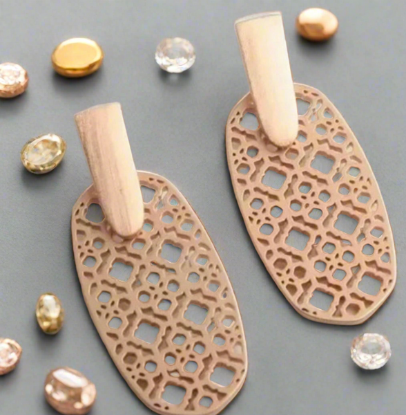 Kendra Scott Rose Gold Filigree Drop Earrings