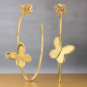 Kate Spade Gold In A Flutter Butterfly Hoop Earrings