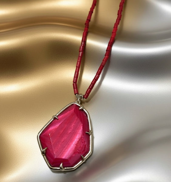 Kendra Scott Beatrix Necklace and Dunn Red Earrings Set