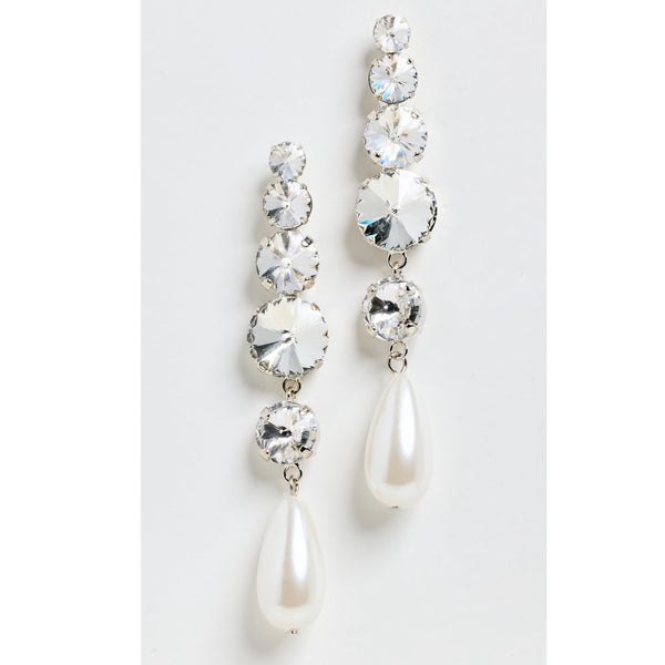 LELET NY Athena Swarovski Crystals And A Teardrop Pearl Drop Earrings