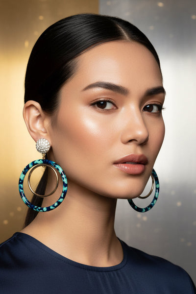 Lele Sadoughi Pave Double Hoop Earrings in Pistachio