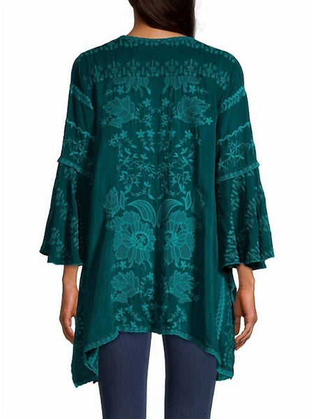 Johnny Was Temperty Lorelai Tunic In Lakeside In Green Size Large