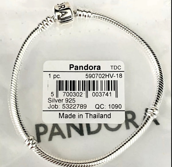 Pandora Moments Barrel Clasp Snake Chain Bracelet Size 7.5”