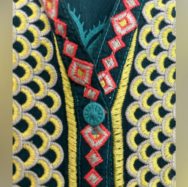 Johnny Was Butterflies Tunic Blouse in Lakeside Teal Size Small