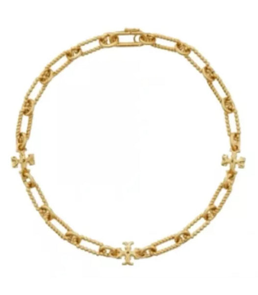 Tory Burch Gold Plated Roxanne Chain Link Short Necklace