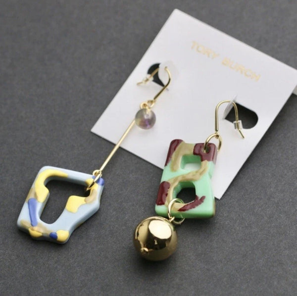 Tory Burch Abstract Earrings In Yellow & Multi Colors