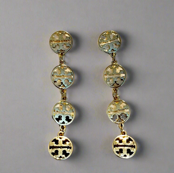 Tory Burch Gold Signature Four Logo Earrings