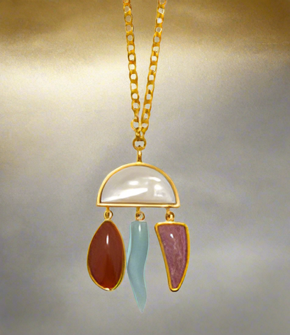Lizzie Fortunato Mother of Pearl & Multi-Stone City of Rocks Pendant Necklace