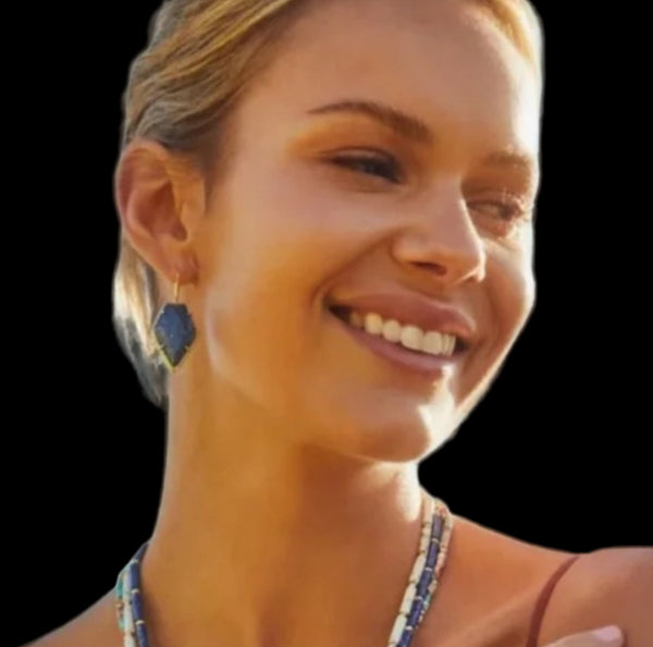 Kendra Scott Framed Tessa Gold Blue Lapis Drop Earrings