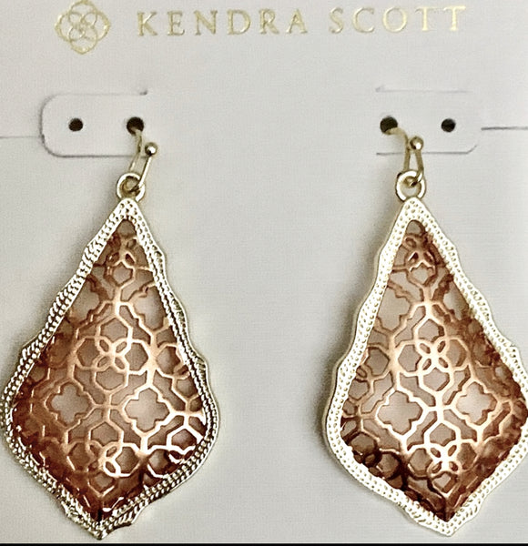 Kendra Scott Addie Rose Gold Filigree Drop Earrings