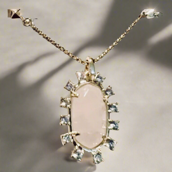 Kendra Scott Gold Pendant Necklace In Soft Pink Mother of Pearl