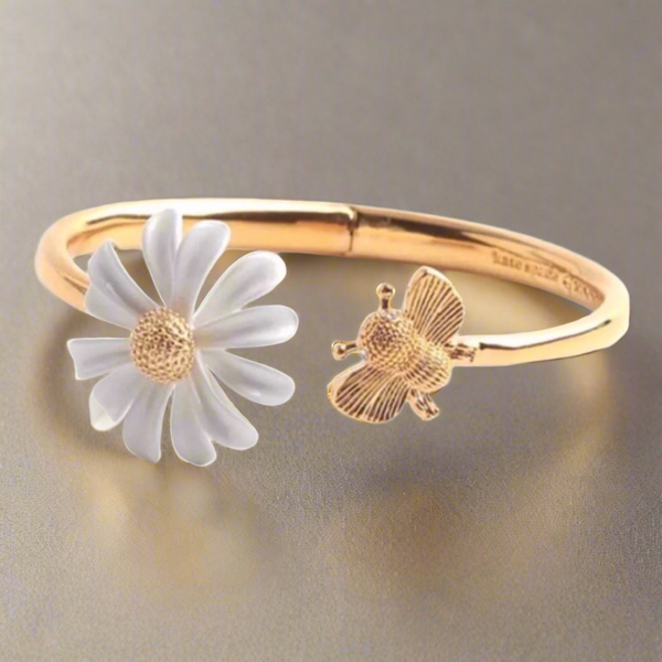 Kate Spade White Daisy Into The Bloom All Abuzz Bee Open Cuff