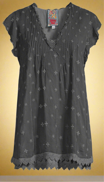 Johnny Was Anthena Embroidery Graphite Tunic Tope Size Large