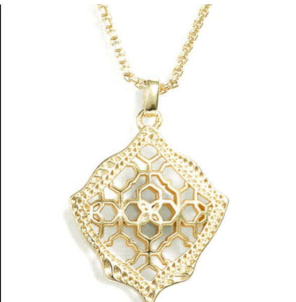 Kendra Scott Kacey Gold Long Pendant Necklace In Gold Filigree Mix