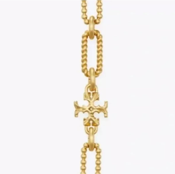 Tory Burch Gold Plated Roxanne Double-T
Rope Chain Bracelet