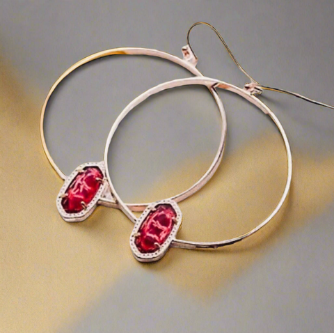 Kendra Scott Elora Rose Gold And Berry Clear Glass Hoop Earrings