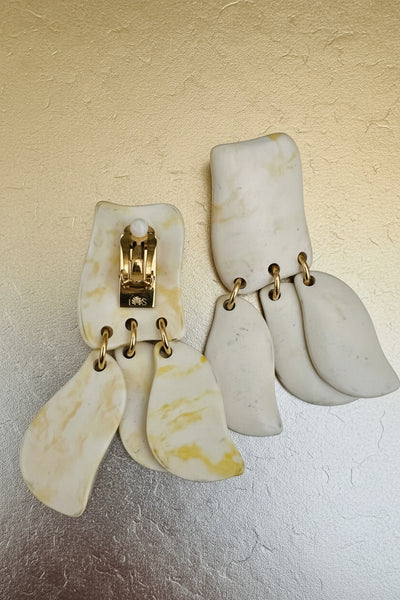 Lele Sadougui Garden Iris Earrings Clip On Howlite Petal Drop Earrings