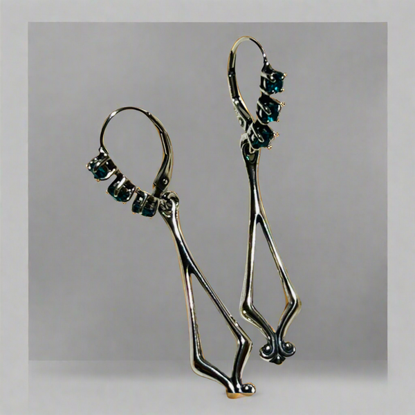 Carolyn Pollack Sterling Silver With Blue Swarovski Crystal Stone Dangle Drop Earrings