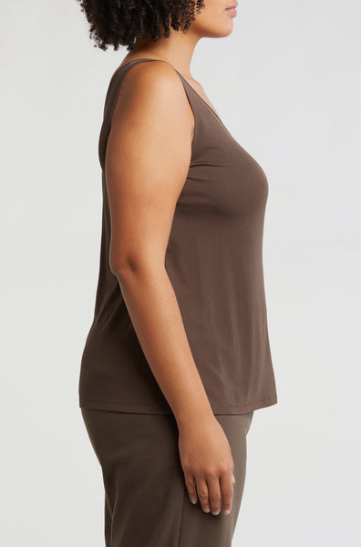 Eileen Fisher Scoop Neck Silk Tank Color Wren Plus Size 2X