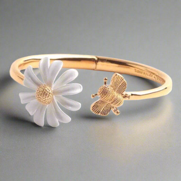 Kate Spade White Daisy Into The Bloom All Abuzz Bee Open Cuff