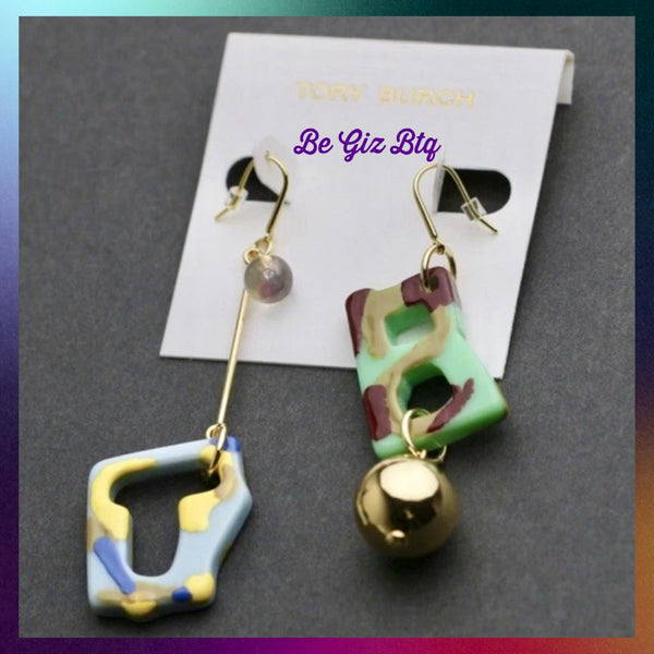 Tory Burch Abstract Earrings In Yellow & Multi Colors
