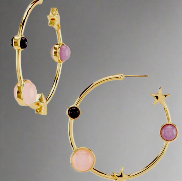 Kate Spade New York On the Rocks Hoop Earrings 12-Karat Gold Plated in Pink Multi Lilac