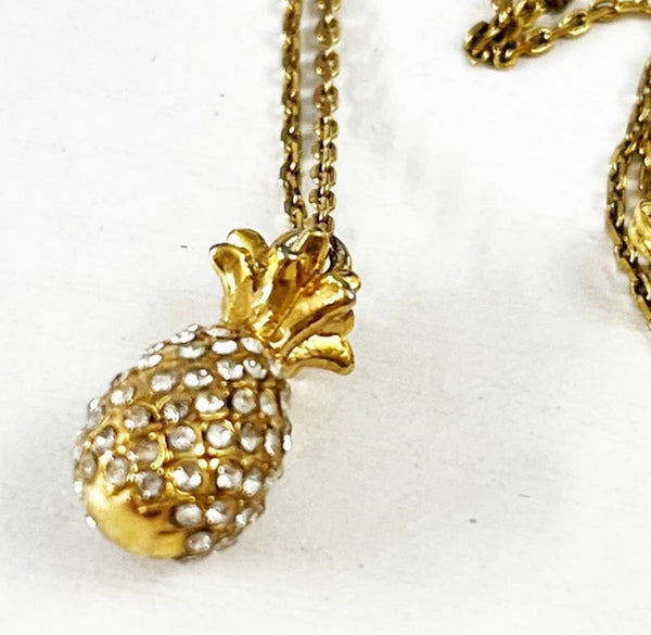 Kate Spade Pineapple Passion Mini Gold And Pave Crystal Necklace