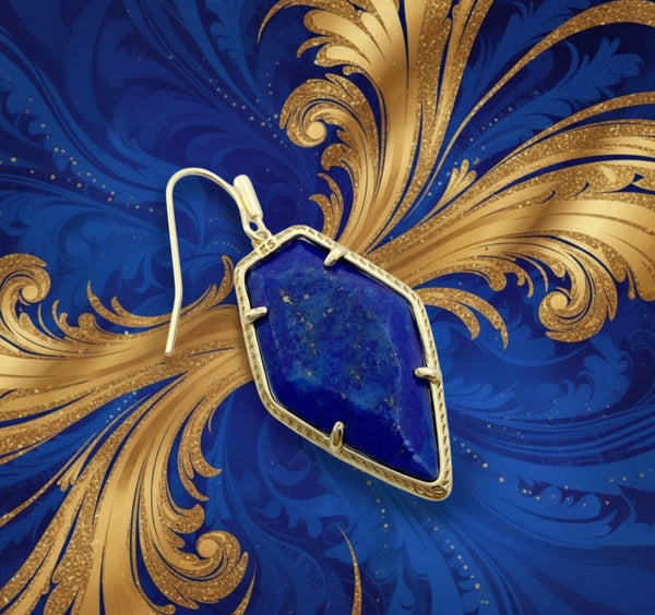 Kendra Scott Framed Tessa Gold Blue Lapis Drop Earrings
