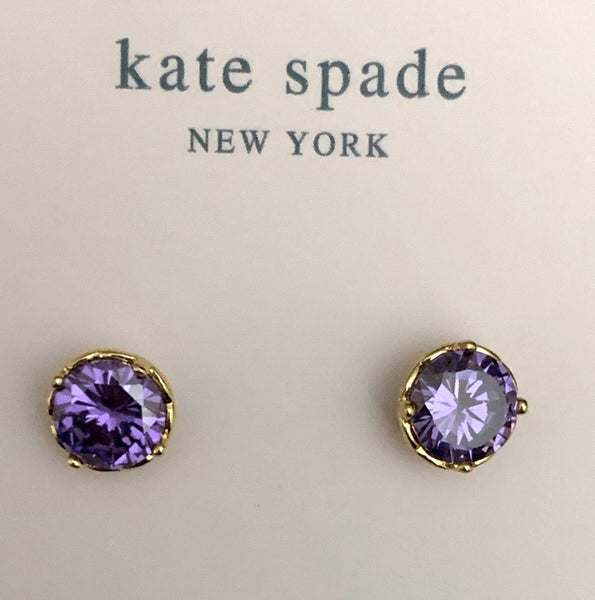 Kate Spade Lilac Bliss Stud Purple Crystal Round Gold Plated Earrings