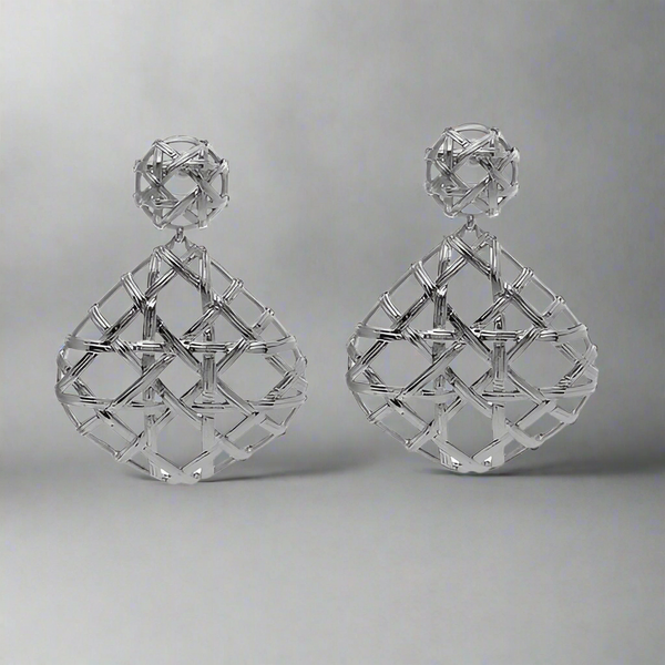 Kendra Scott Natalie Gold Statement Earrings In Rhodium Plated