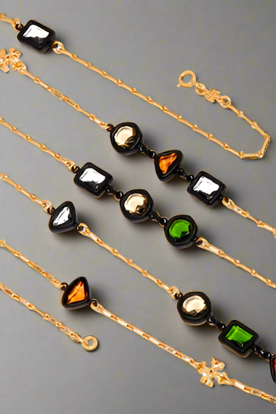 Tory Burch Roxanne Chain Necklace Black Resin & Glass