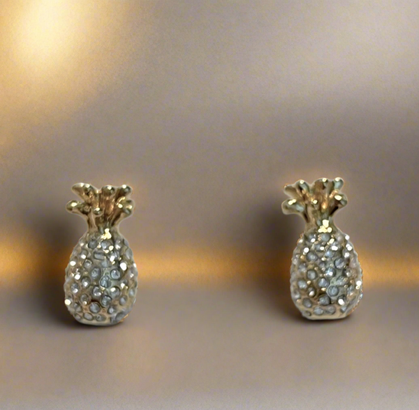 Kate Spade Pineapple Earrings Gold And Gem Studded Classic Pineapple Grove