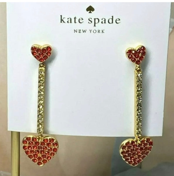 Kate Spade New York Yours Truly Pave Heart Linear Earrings