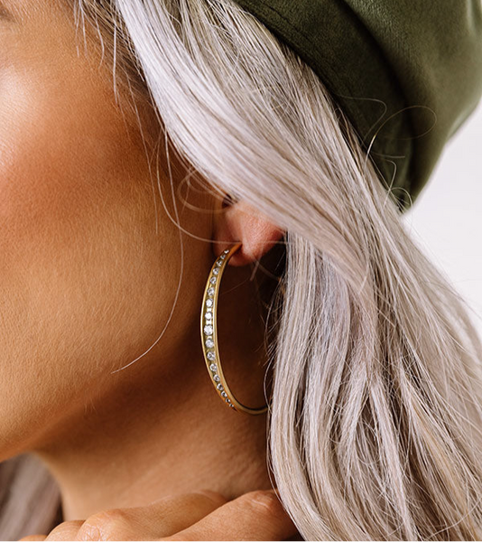 Kendra Scott Selena Hoop Earrings in Vintage Gold with Crystals