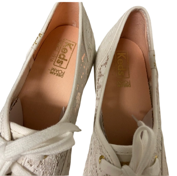 Keds Triple Cream Painted Crochet Platform Sneakers Size 11 M