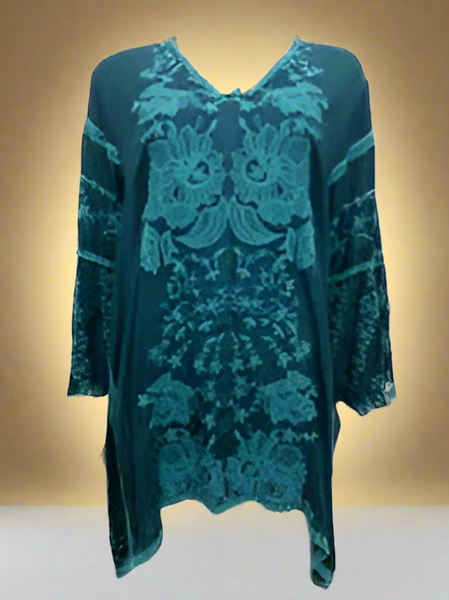 Johnny Was Temperty Lorelai Tunic In Lakeside In Green Size Large