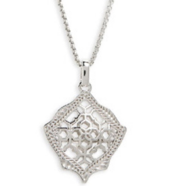 Kendra Scott Kacey Long Pendant Silver Filigree Necklace