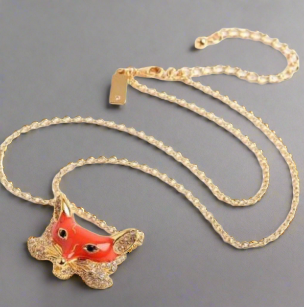 Kate Spade New York Orange 12k Gold-Plated Into The Woods Foxy Necklace