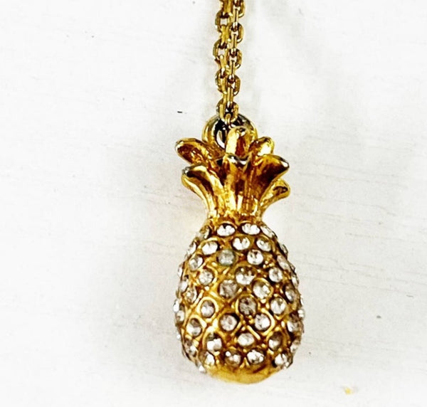 Kate Spade Pineapple Passion Mini Gold And Pave Crystal Necklace