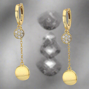 Shashi Chiara Minimalist Gold Vermeil With Pave Accented Huggies Drop Earrings