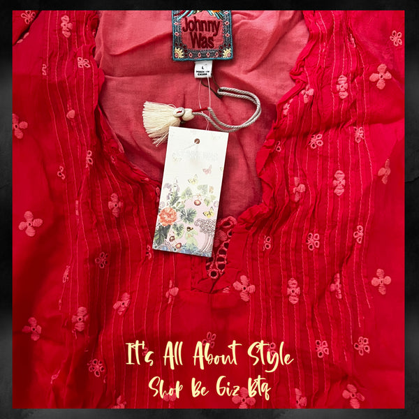 Johnny Was Anthena Tunic Coral Passion Fruit Large