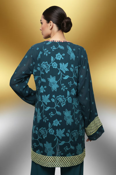 Johnny Was Butterflies Tunic Blouse in Lakeside Teal Size Small