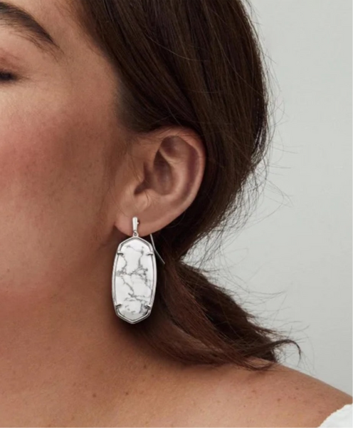 Kendra Scott Faceted Elle Silver Drop Earrings In White Howlite