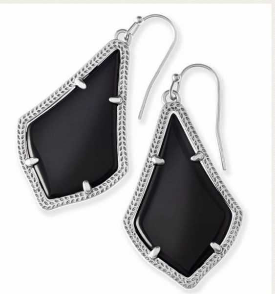 Kendra Scott Alex Silver Drop Earrings In Black Opaque Glass