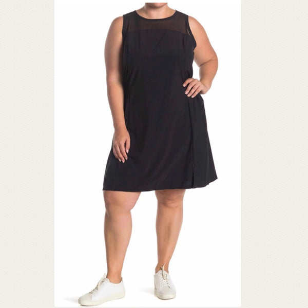 Z by Zella Balance Mesh Yoke Woven Workout Dress Black Plus Size 3X