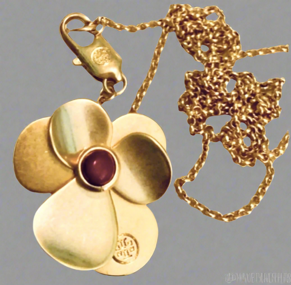 Tory Burch Flora Flower Gold Necklace