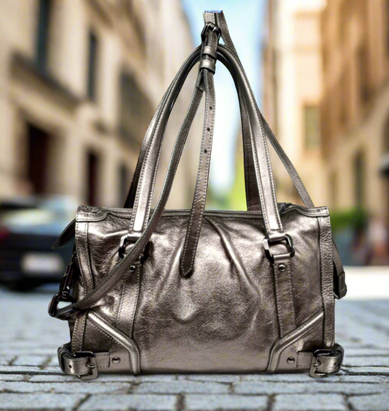 Burberry Protsum Metallic Silver Satchel Shoulder Bag